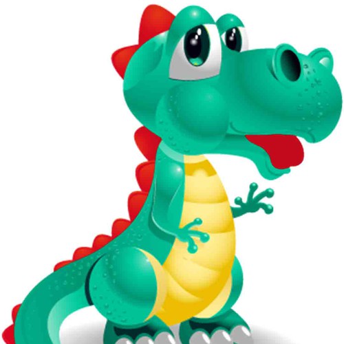 Dinosaur artwork with the title 'Create a new design for the worlds cutest dinosaur puppet!'