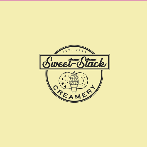 Ice cream shop design with the title 'Hipster-Retro Ice Cream shop Logo'