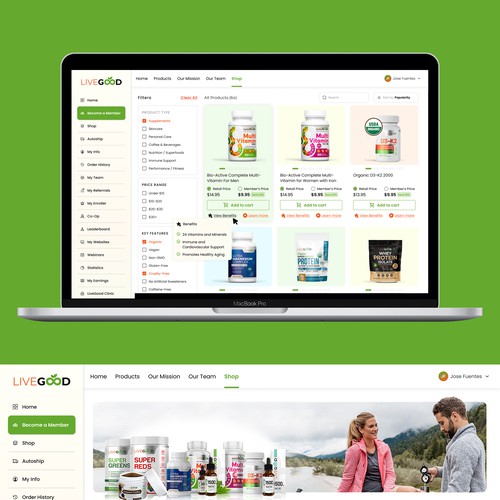 Health website with the title 'Health Supplement Platform - Products page'