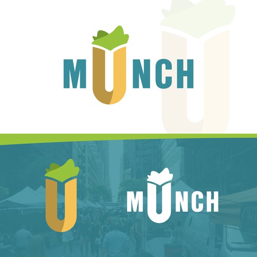 Street food logo with the title 'Logokonzept für den Street–Food–Stand „Munch“ mit Spezialisierung auf Schawarma/Sandwich'