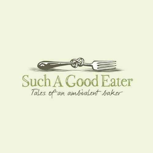 Fork logo with the title 'Vintage style logo for a food blog "Such A Good Eater"'