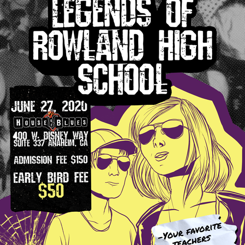 Grunge illustration with the title 'High school graduation party poster'