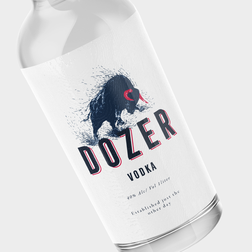 Vodka label with the title 'Dozer Vodka'