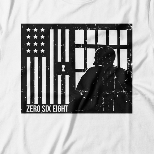 American flag t-shirt with the title 'zero'