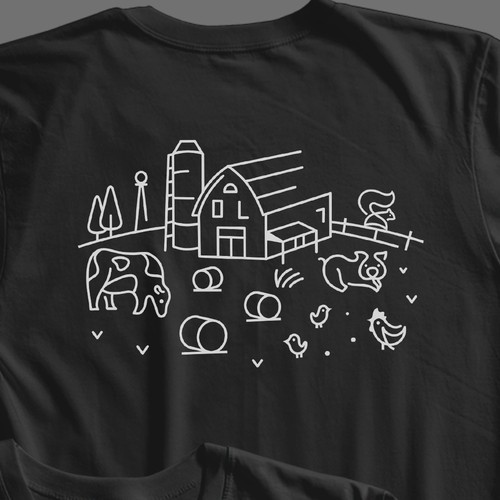 Line art t-shirt with the title 'Farm theme lineart illustration'