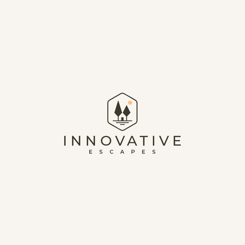 Sun and line logo with the title 'Innovative Escapes Logo'