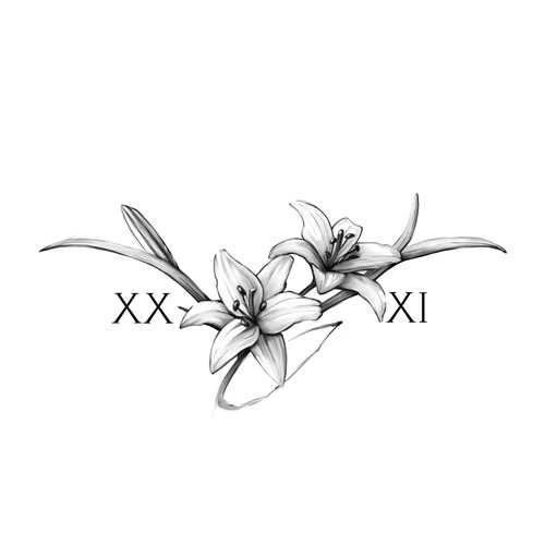 Flower design with the title 'Lily Tattoo design'