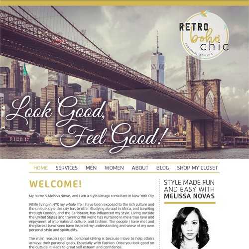 Retro website with the title 'Website design for Retro Boho Chic'