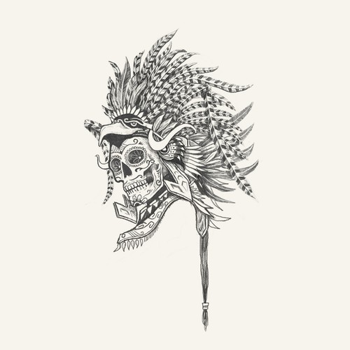 Eagle design with the title 'Provocative Mexican Headdress and Skull Design'