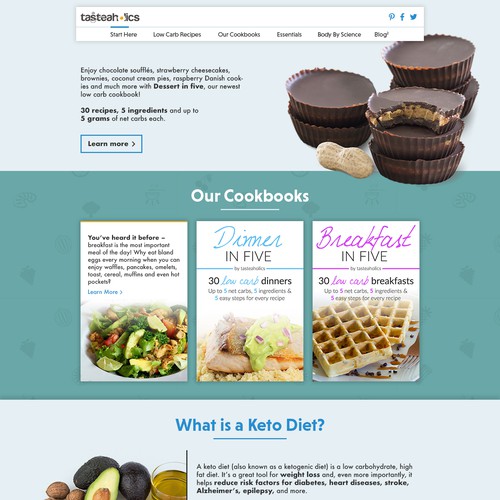 Blog website with the title 'Clean and friendly Webdesign for Healthy-food Blog'