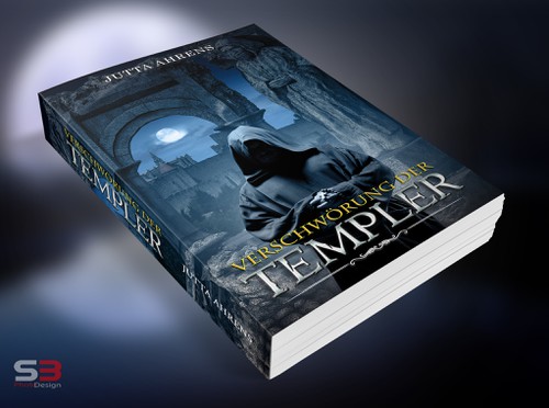 Medieval book cover with the title '"Verschwörung der Templer" Book Cover'