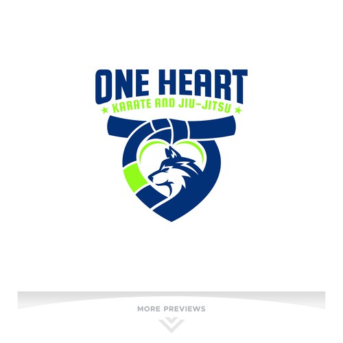 Jiu-jitsu logo with the title 'One Heart'