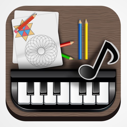 Keyboard design with the title 'Kids learning app icon'