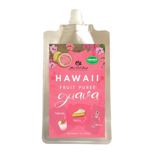 Drink packaging with the title 'Fruit puree label'