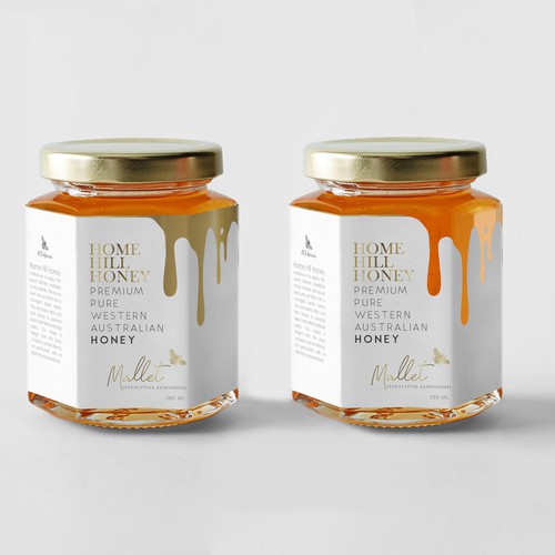 Label packaging with the title 'Honey label design'