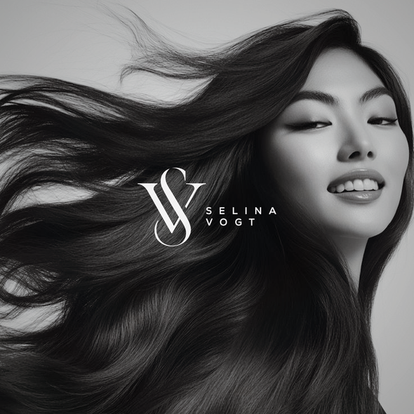 Black hair salon logo with the title 'SV Hair Salon Logo'