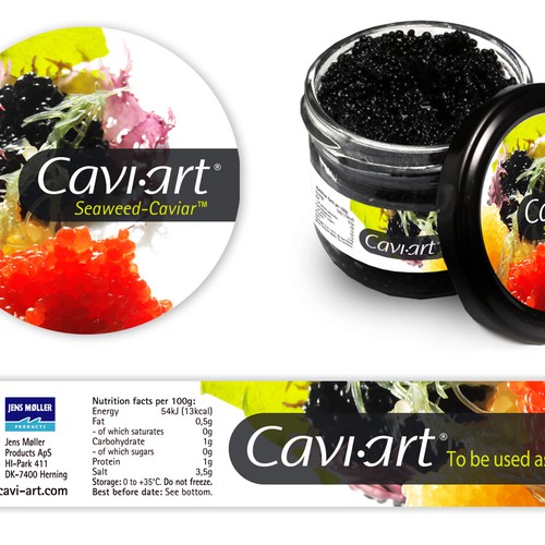 Caviar design with the title 'Cavi-art label'