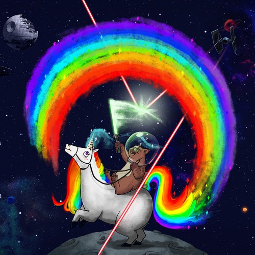 Laser design with the title 'Jedi cat and Unicorn'