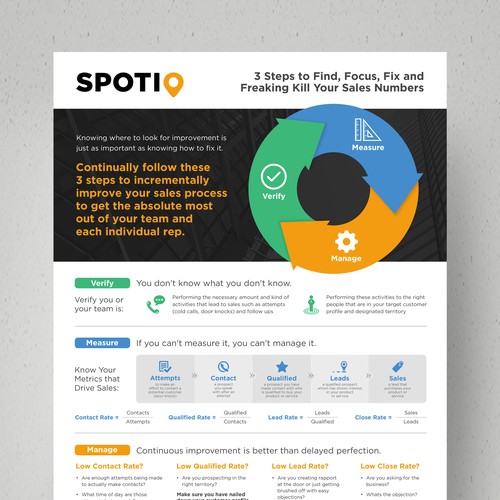 Handout design with the title 'Design a informative marketing handout for Spotio'