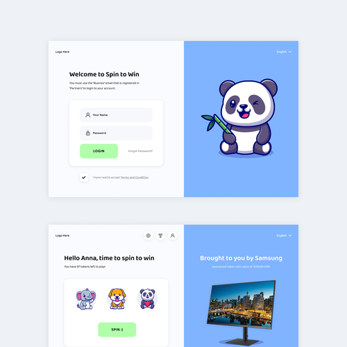 Login website with the title 'Corporation's Incentive App'