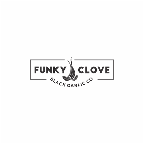 Garlic logo with the title 'Logo for Funky Clove Black Garlic Co '