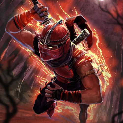 Adobe Photoshop artwork with the title 'Ninja Warrior'