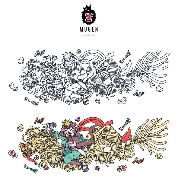 Japanese design with the title '"Mugen" Noodle Bar wall art (purchased as t-shirt design in 1-to1 project)'