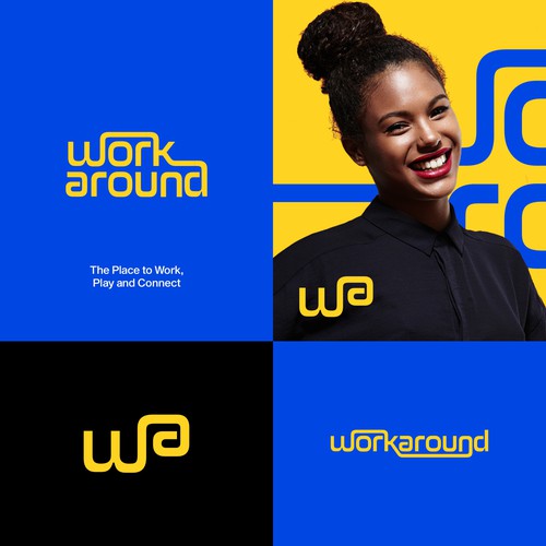 Co-working space design with the title 'Vibrant Typography Logo for Working Space Company'