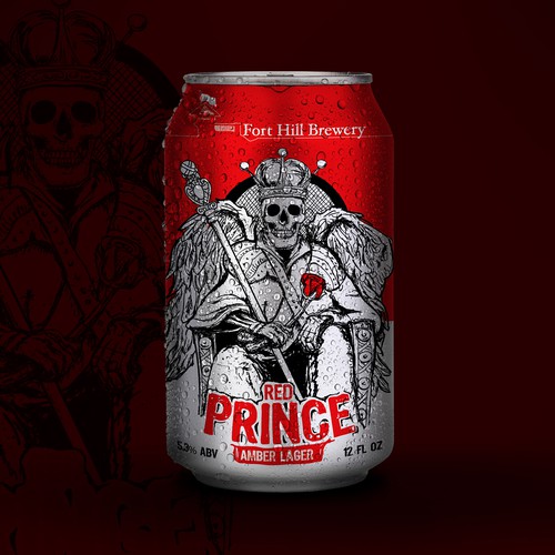 Beer can design with the title 'AMBER LAGER BEER CAN'