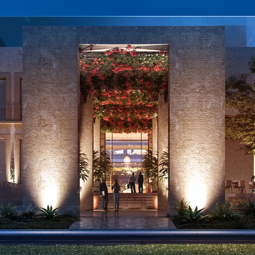 Exterior design with the title 'Exterior render for Butique Hotel in Mexico'