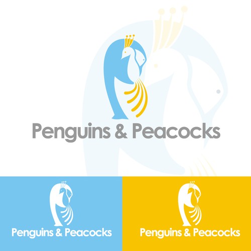 Hug logo with the title 'Penguins & Peacocks'