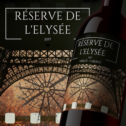 Watercolor label with the title 'Réserve de l'Elysée'