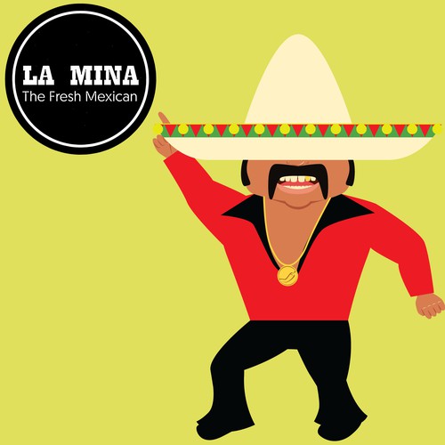 Disco design with the title 'Character icon for a mexican restaurant'