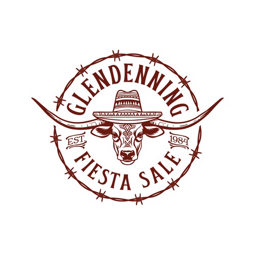 Cow logo with the title 'Glendenning Fiesta Sale'
