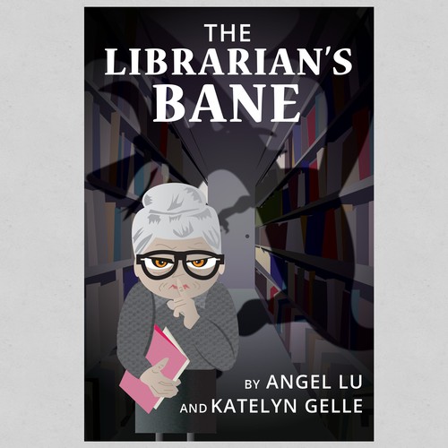 Library design with the title 'Mysterious and Dramatic Characterization for Children's book Cover'