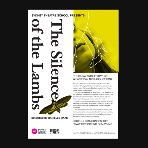 Avant garde design with the title 'THE SILENCE OF THE LAMBS SYDNEY THEATRE SCHOOL POSTER'
