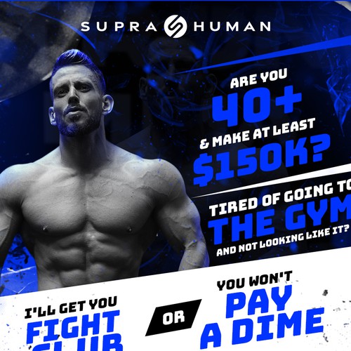 Social media artwork with the title 'Supra human social media banner ad'