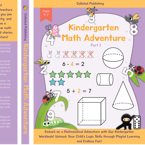 Mathematics design with the title 'Kindergarten Math Adventure Book cover'