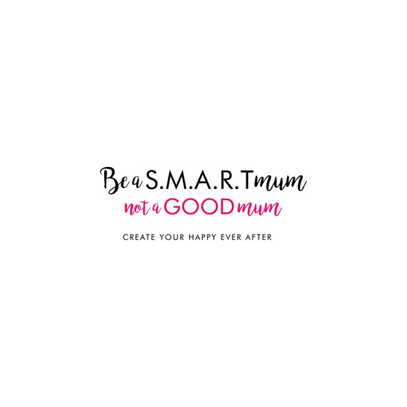 Black and pink logo with the title 'Logo Be S.M.A.R.T Mum not a Good Mum'