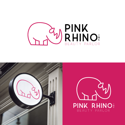Rhino logo with the title 'Rad logo for hip beauty salon'