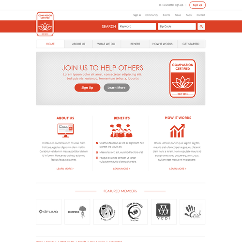 Beautiful website with the title 'Elegant design for Compassion Certified'