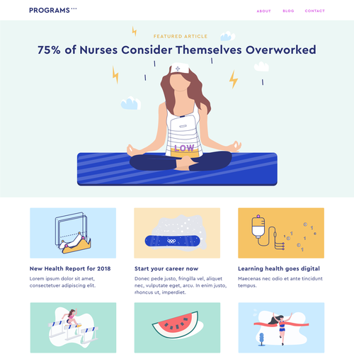 Yoga website with the title 'Relaunch of health career site Programs.com'