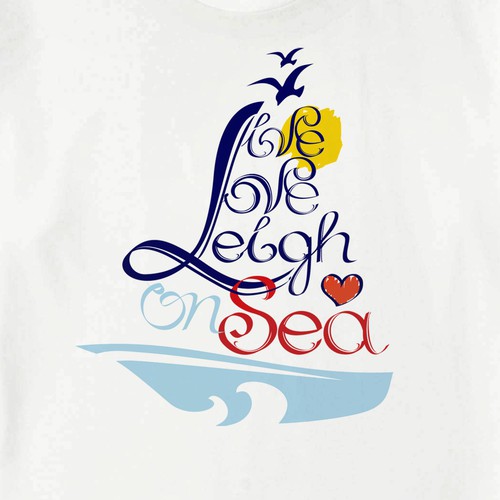 Calligraphy t-shirt with the title 'Leigh on Sea'
