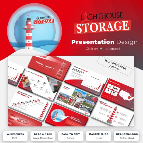 Presentation design with the title ' Lighthouse Storage Presentation Design'