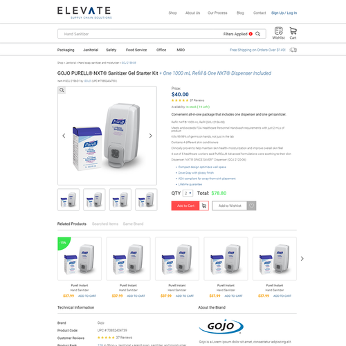 Product website with the title 'E-commerce product page'