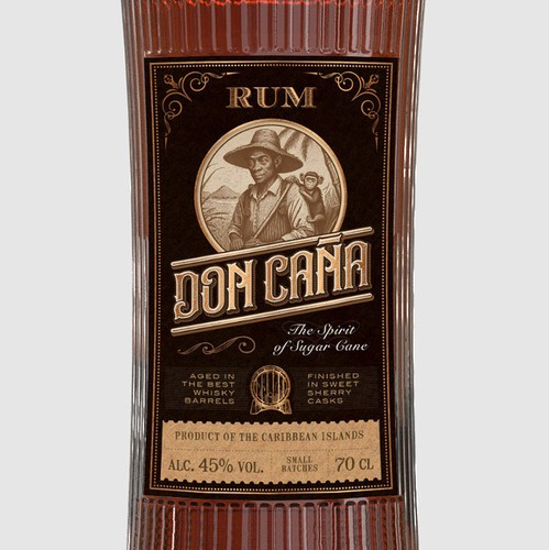 Bottle label with the title 'Rum Label'
