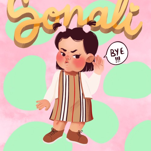 Children artwork with the title 'Grumpy Little Girl''