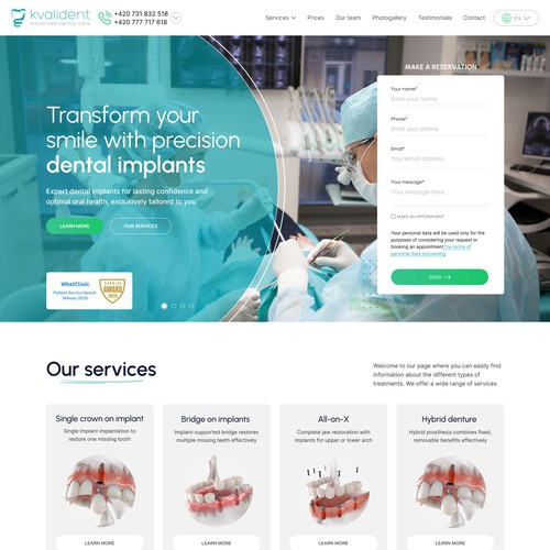 Dental website with the title 'Next-Gen Dental Clinic Website- Kvalident'