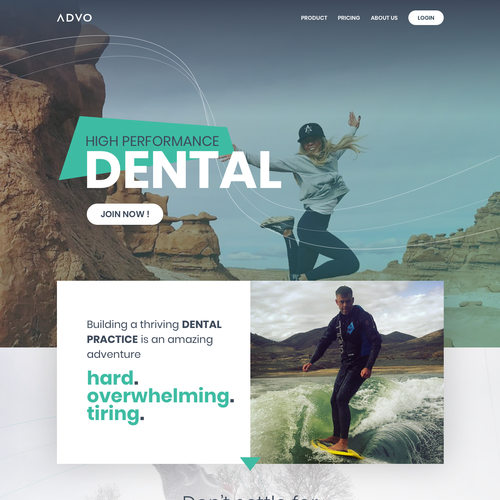 Pharmaceutical website with the title 'Homepage design concept for ADVO'