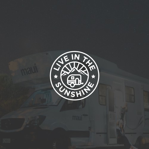 Mountain logo with the title 'Live In the sunshine'